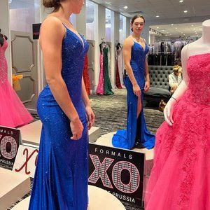 Open Back Sherri Hill Prom Dress in Royal Blue